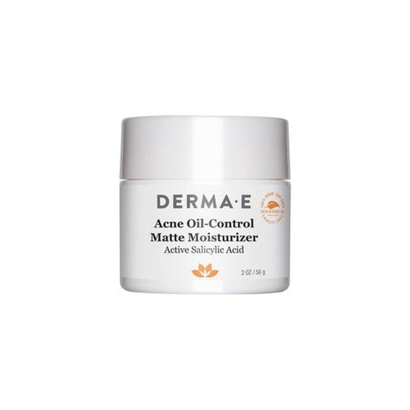 DERMA E Acne Oil Control Face Moisturizer - Matte Cream with Salicylic Acid & Tea Tree Oil | 2 Oz for Blemish-Free Skin