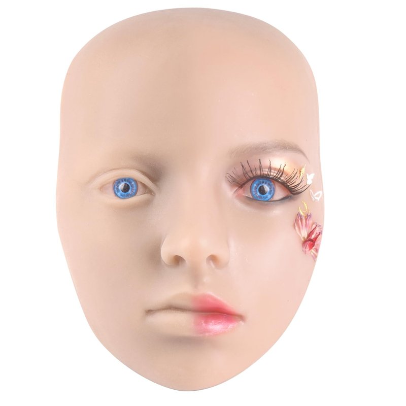 YEEFAIRY Makeup Practice Face Board 3D Reusable Silicone Mannequin Eye Face Kit Practice Skin with 2 Pairs of Realistic Eyeballs for Tattoo Artists Beauty Beginner (Natural)