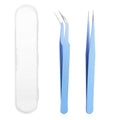 2 Pcs Sticker Tweezers, Craft Tweezers Scrapbooking Tools Precision Tweezer Blue Cute Crafting Tweezer for Stickers Lashes Electronics Scrapbooking (Blue)