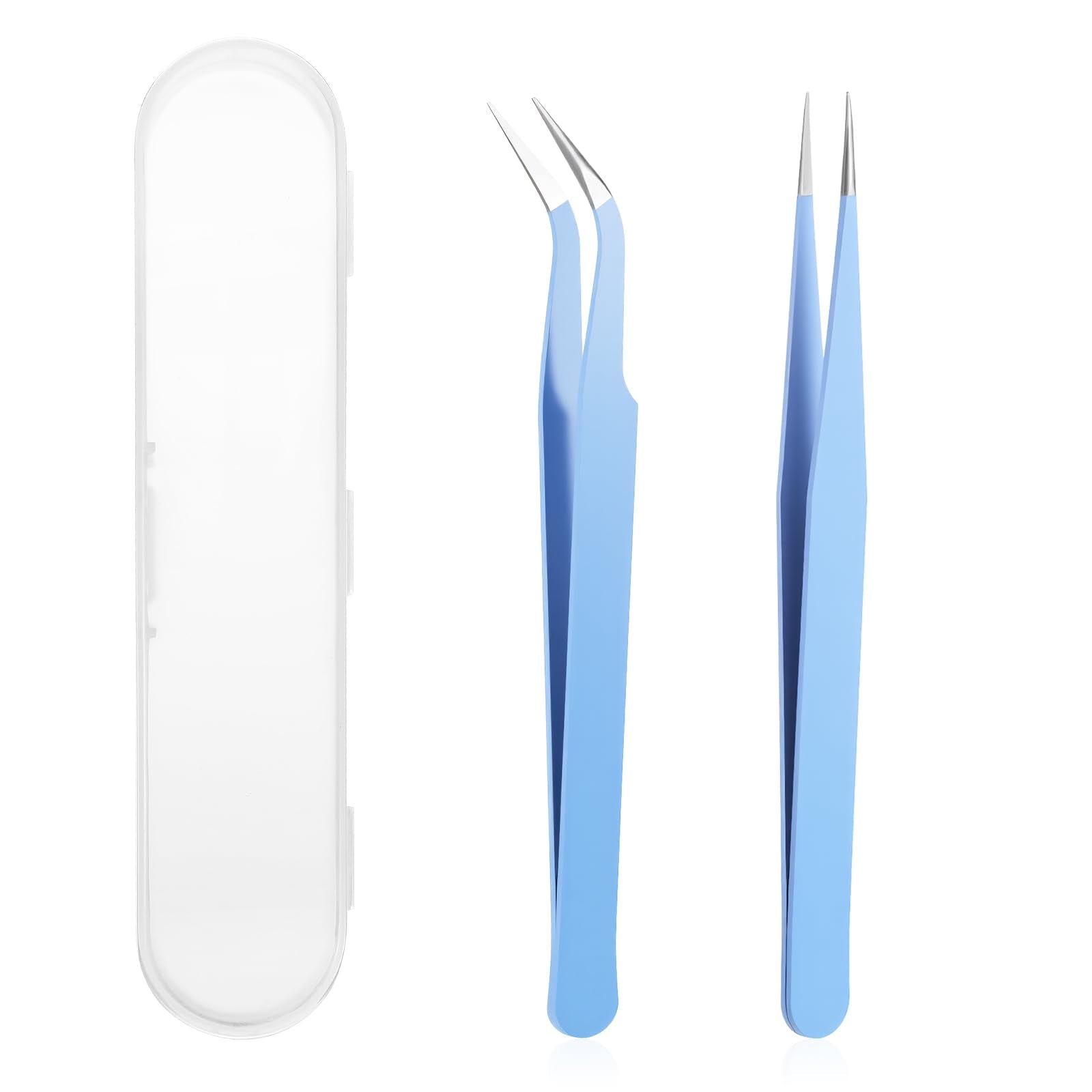 2 Pcs Sticker Tweezers, Craft Tweezers Scrapbooking Tools Precision Tweezer Blue Cute Crafting Tweezer for Stickers Lashes Electronics Scrapbooking (Blue)