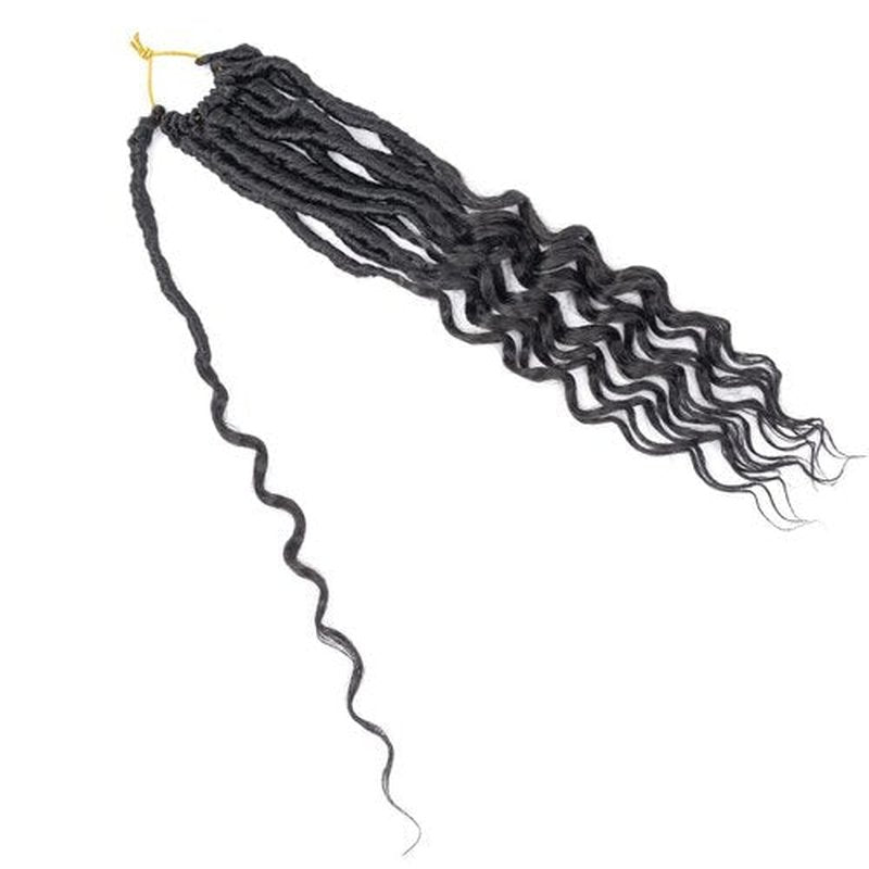 DoeSeor 12 Inch Goddess Locs Crochet Hair 8 Packs New Soft Faux Locs Crochet Braids Deep Wave Pre Looped Hair Extensions for Black Women(1B/8PCS/12inch)