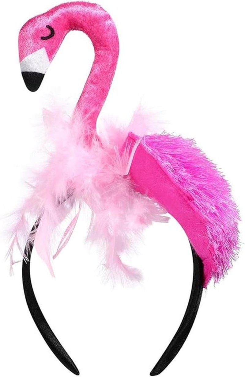 CARMELIT Pink Flamingo Headband Cute Flamingo Hat Creative Flamingo Headdress for Halloween Flamingo Headband for Women Carnival Tropical Party Hair Accessory