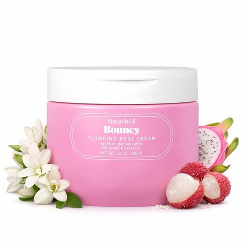 Nature Well Bouncy Body Cream - Lightweight, Quick-Absorbing Formula for Firm, Smooth Skin | 12 Oz, Tuberose & Dragonfruit Scent