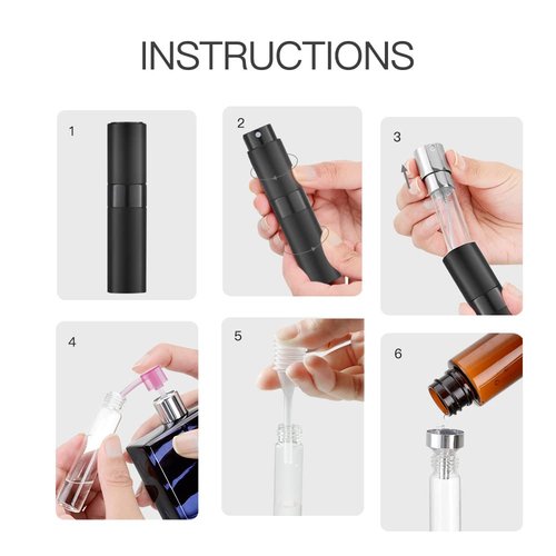 LISAPACK 8ML Travel Perfume Spray Bottle - Portable Cologne Dispenser (3 PCS) | Black Travel Essentials