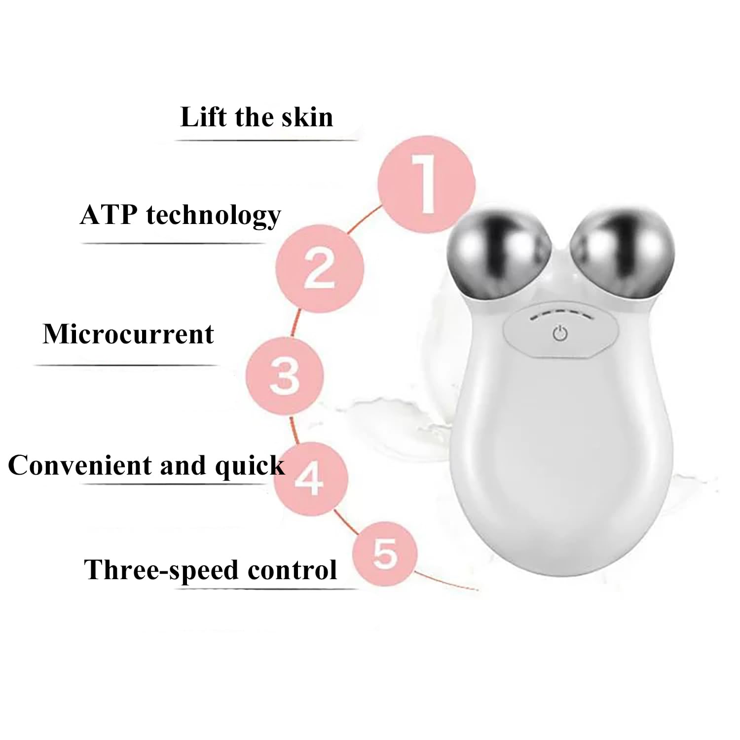 Microcurrent Facial Device,Enhances The Ability to Lift The Face and Tighten The Skin,Facial Wrinkle Equipment，White