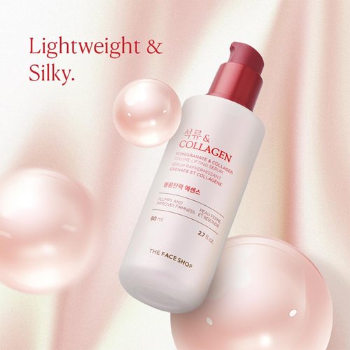 The Face Shop Pomegranate & Collagen Volume Lifting Serum - Helps Skin Look Firm & Supple - Reduces Fine Lines & Wrinkles - Improves Elasticity - Hydrating Lightweight Face Serum - Korean Skin Care