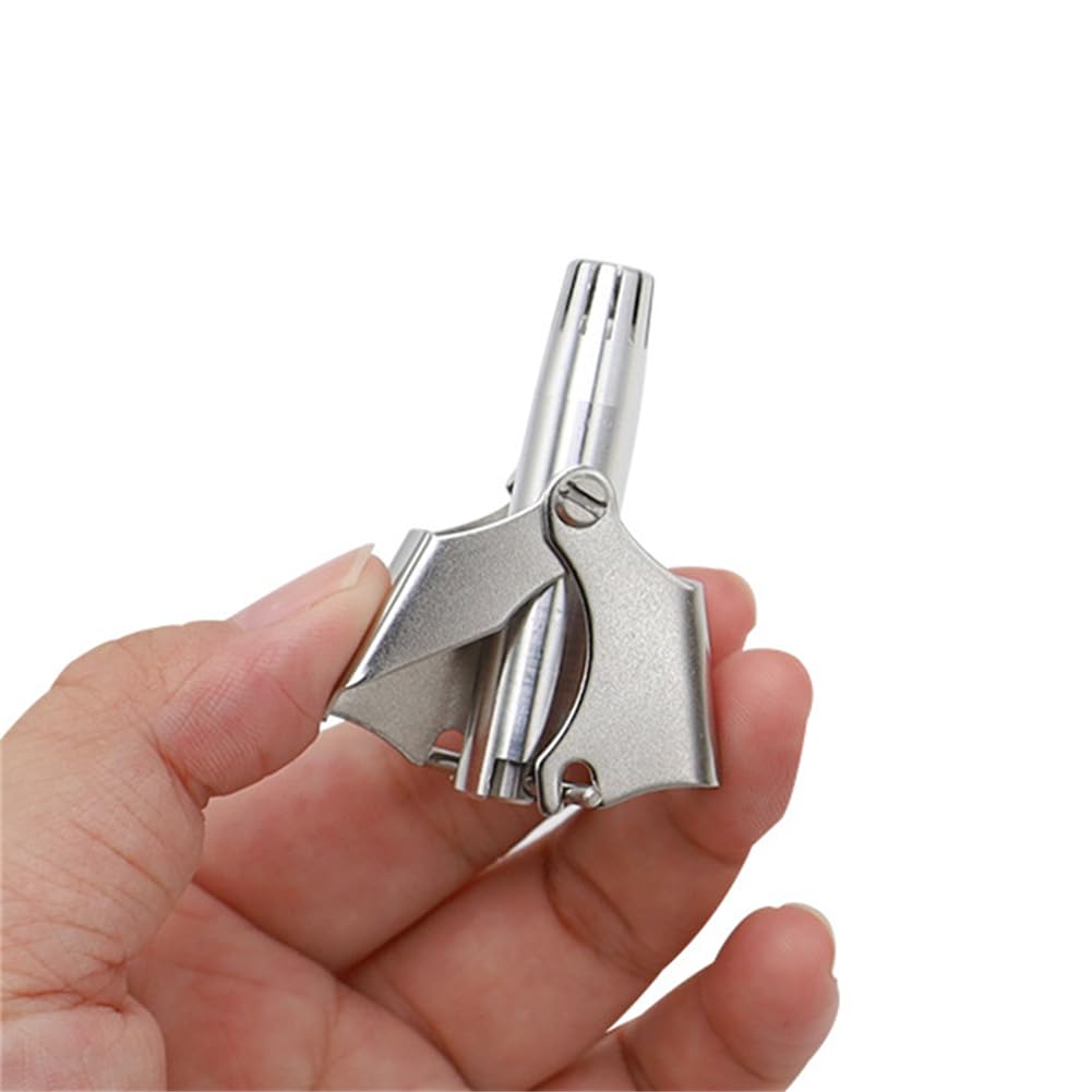 WELANGBN Manual Nose Hair Trimmer for Man & Woman,Trimmer for Nose,Ear,Moustache and Whiskers Hair,Waterproof,Stainless Steel with Brush,Nasal Clippers，Comes with a Cleaning Brush, Silver