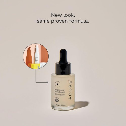 Acure Brightening Glow Serum - Anti-Aging Facial Serum with Argan & Cranberry Seed Oil | 1 fl oz, Vegan & Cruelty-Free