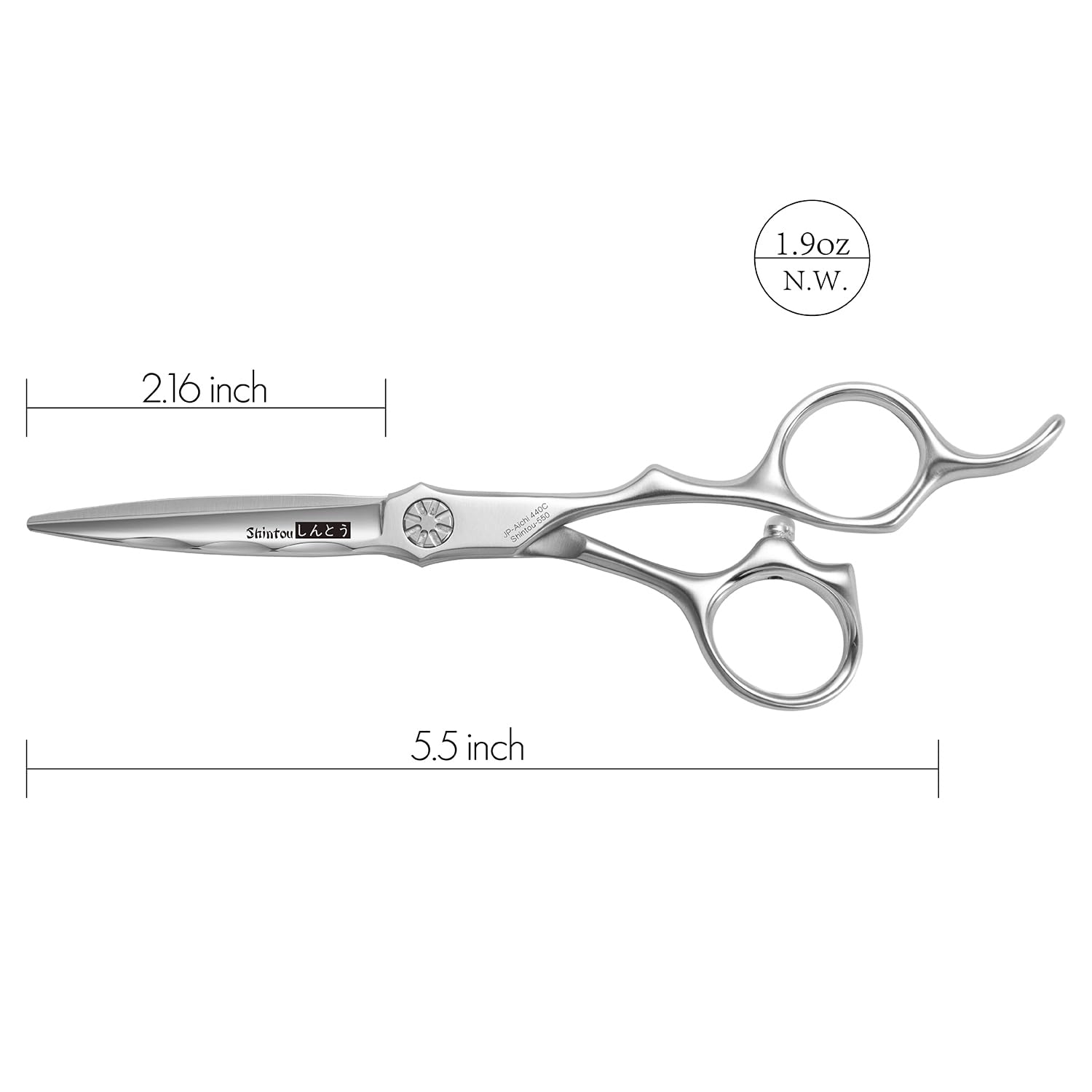 Wet and Dry Cut Professional Hair Cutting Scissors Barber Shears Japanese Aichi SUS440C Stainless Steel Salon Haircut (5.5" Precision Cut)
