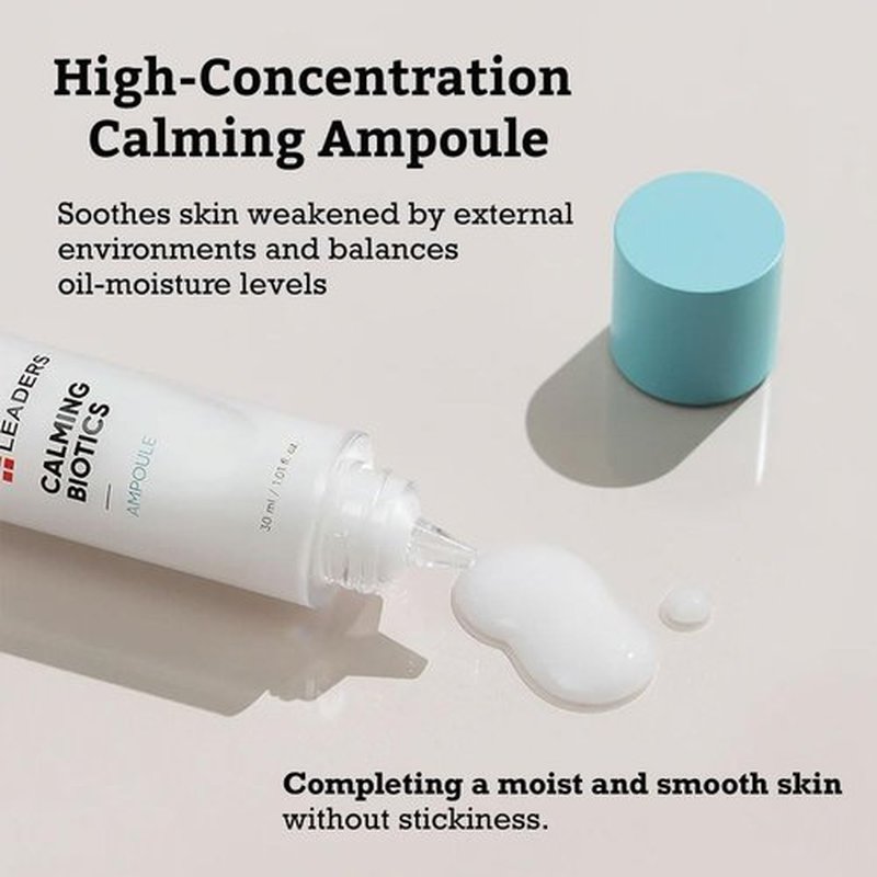 LEADERS Cosmetics Calming Biotics Ampoule - 30ml/1.01 Fl Oz Soothing and Deep Hydrating for Sensitive Skin Reinforces Skin Barrier