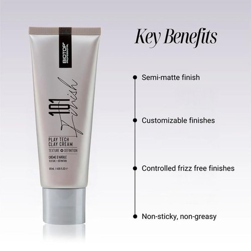 Biotop Professional 101 Play Tech Hair Clay Cream - Medium-Firm Hold Styling Cream | Non-Sticky, Frizz Control (4.05 oz)