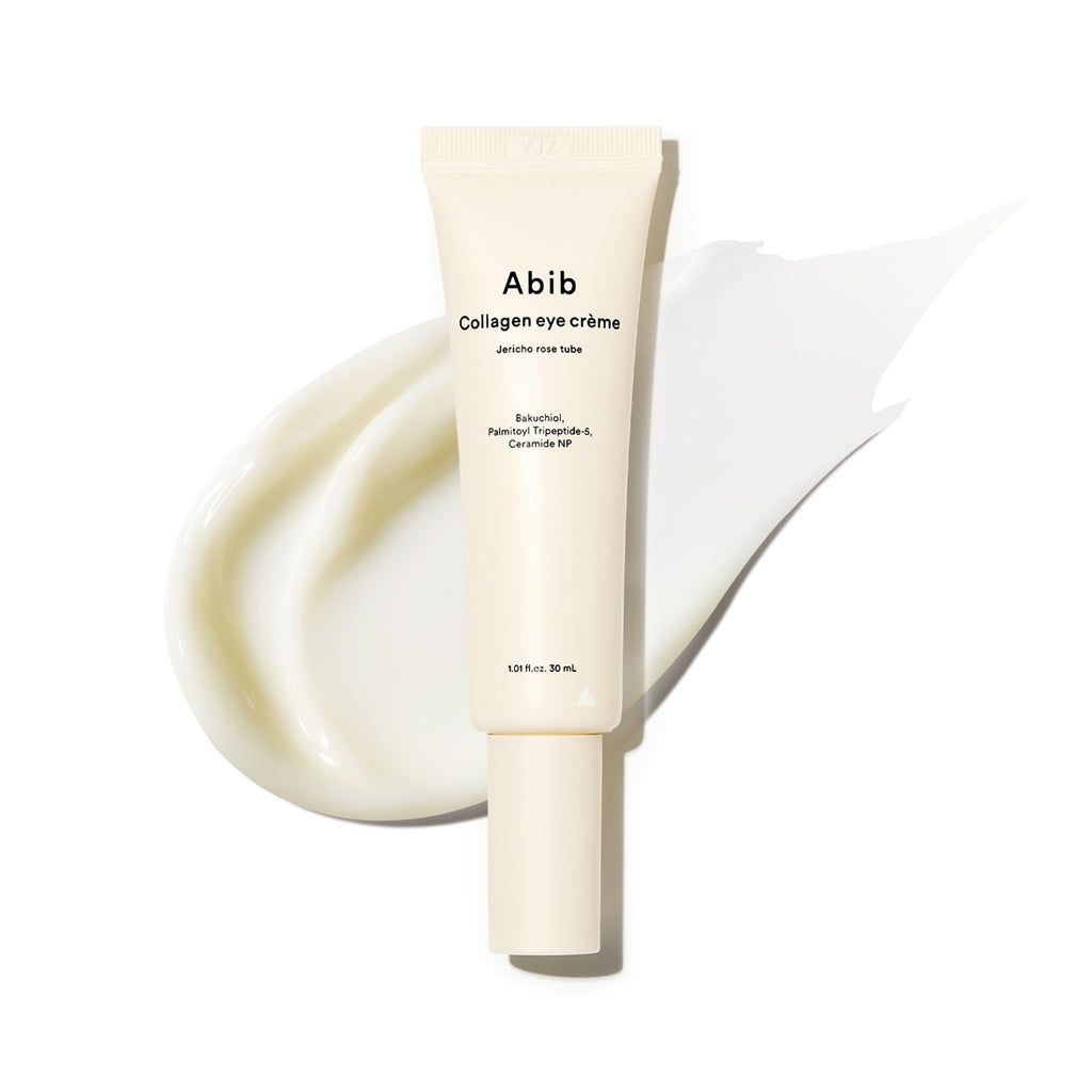 Abib Non-animal Collagen Eye Cream Jericho Rose Tube, 1.01 fl. oz.(30 mL), Anti-Aging Eye Cream with Bakuchiol, Caffeine, Niacinamide for Dark Circles, Puffiness, Wrinkles, Fine Lines, Korean Skincare
