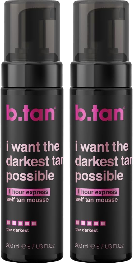 B.Tan I Want The Darkest Tan Possible Self Tan Mousse Unisex 6.7 oz (Pack of 2)