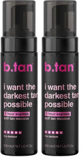 B.Tan I Want The Darkest Tan Possible Self Tan Mousse Unisex 6.7 oz (Pack of 2)