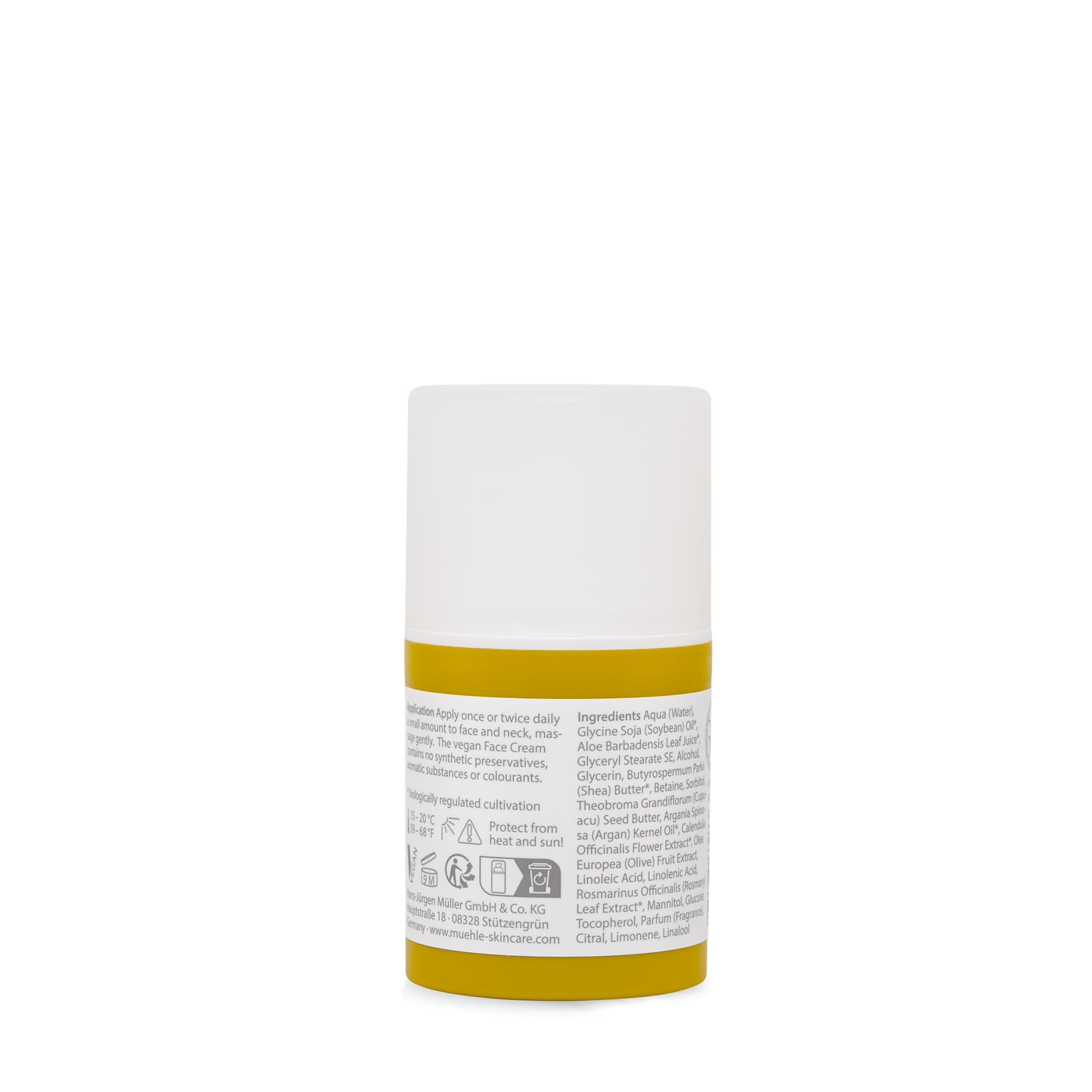 MÜHLE ORGANIC Face Cream | Natural Moisturizer w Shea Butter, Aloe Vera & Essential Oils | For All Skin Types | BDIH Certified | 100% Vegan |50mL (1.69 oz) Bottle