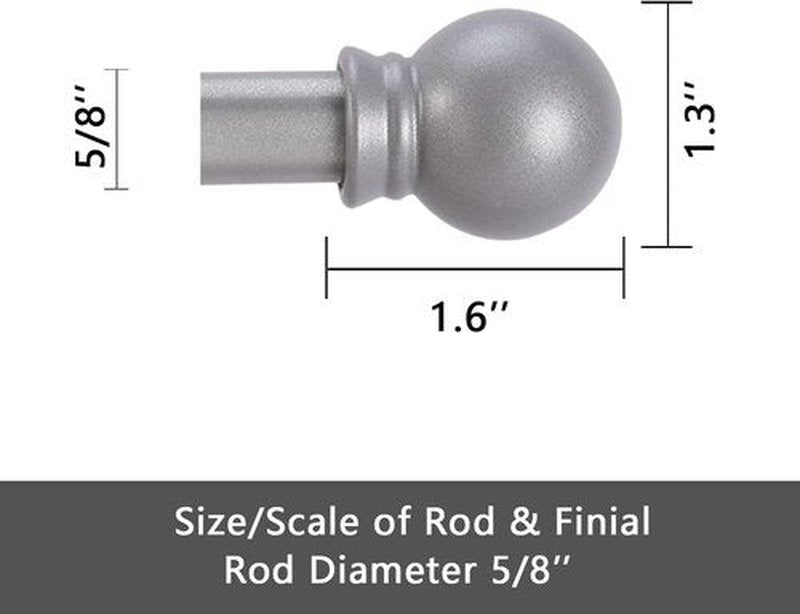 GXOACKJ Silver Curtain Rods - Heavy Duty 5/8 Inch Metal Set for Windows 28 to 78 Inches | 2 Pack