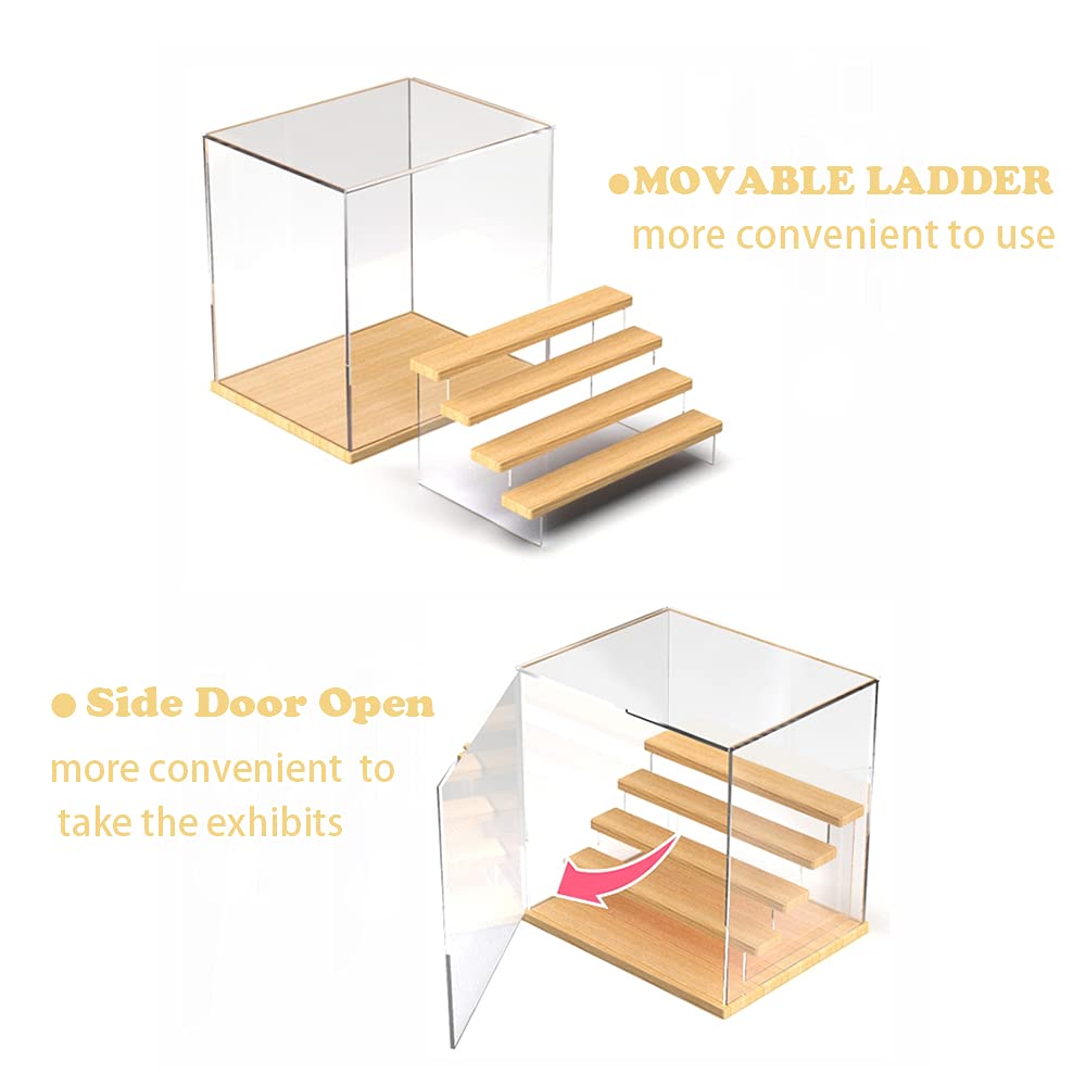 Nynelly Clear Acrylic Display Case for Collectibles, 4 Tier Display Box with Door, Assemble Countertop Showcase Storage Organizer for Minifigures Funko Pop, Miniature,12.4" L x 9.5" W x 11.6" H