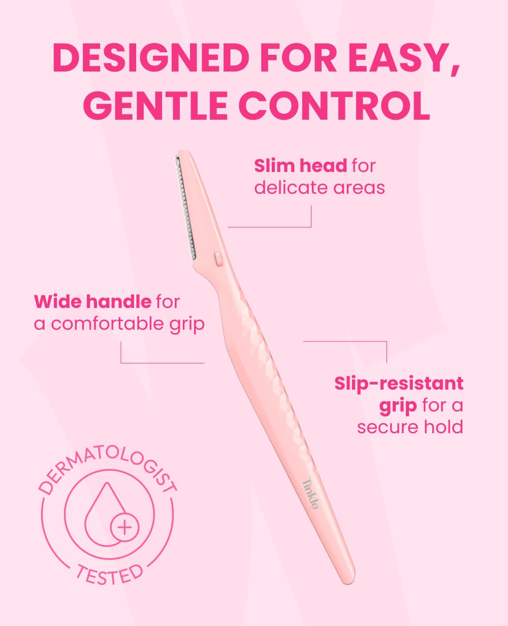 Tinkle Dermaplaning Tool 6ct, Dermaplane Razor for Women, Safe and Easy Peach Fuzz Remover, Eyebrow Trimmer with Protective Cover (2 Packs of 3), Stocking Stuffers