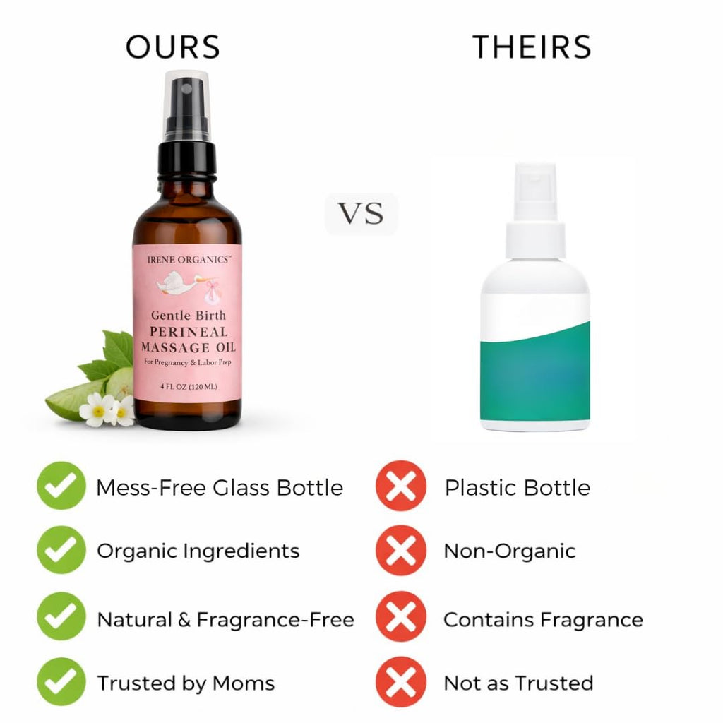 Organic Perineal Massage Oil Spray by Irene Organics for Pregnancy and Postpartum - Prevention for Perineum Tearing, All Natural, Pregnancy Third Trimester Must Haves for Childbirth