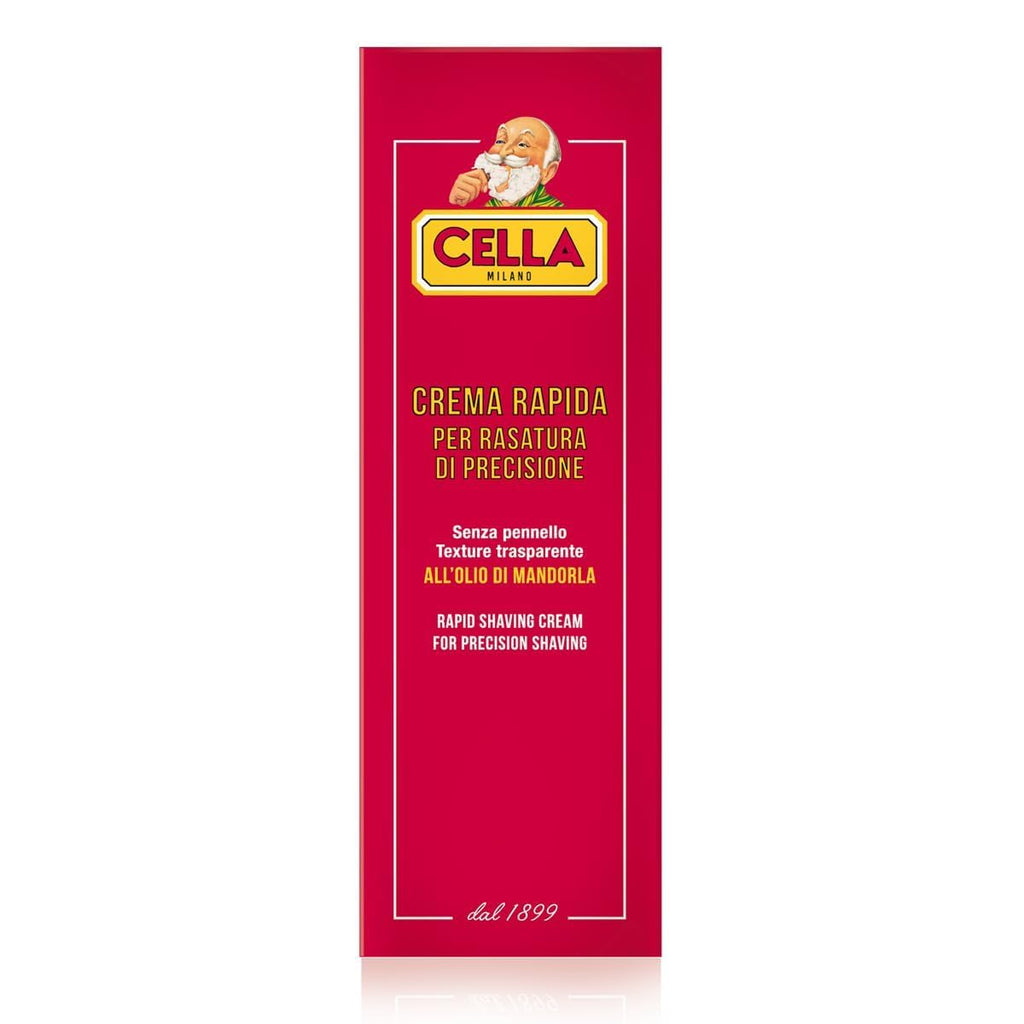 CELLA MILANO, Brushless Fast Shaving Cream for Precision Shaving, Transparent, Delivers for a Smooth Shave, Great for Prrecision Edging of Beards, Sideburns and Moustaches, 5.2 oz, Made in Italy