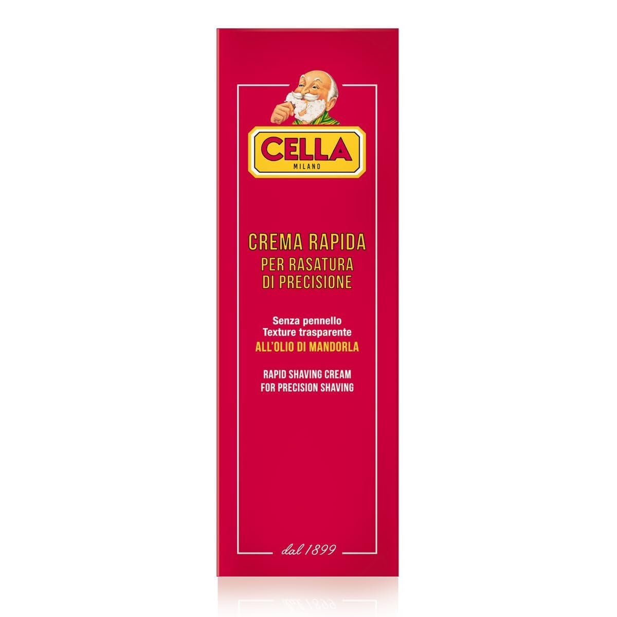 CELLA MILANO, Brushless Fast Shaving Cream for Precision Shaving, Transparent, Delivers for a Smooth Shave, Great for Prrecision Edging of Beards, Sideburns and Moustaches, 5.2 oz, Made in Italy