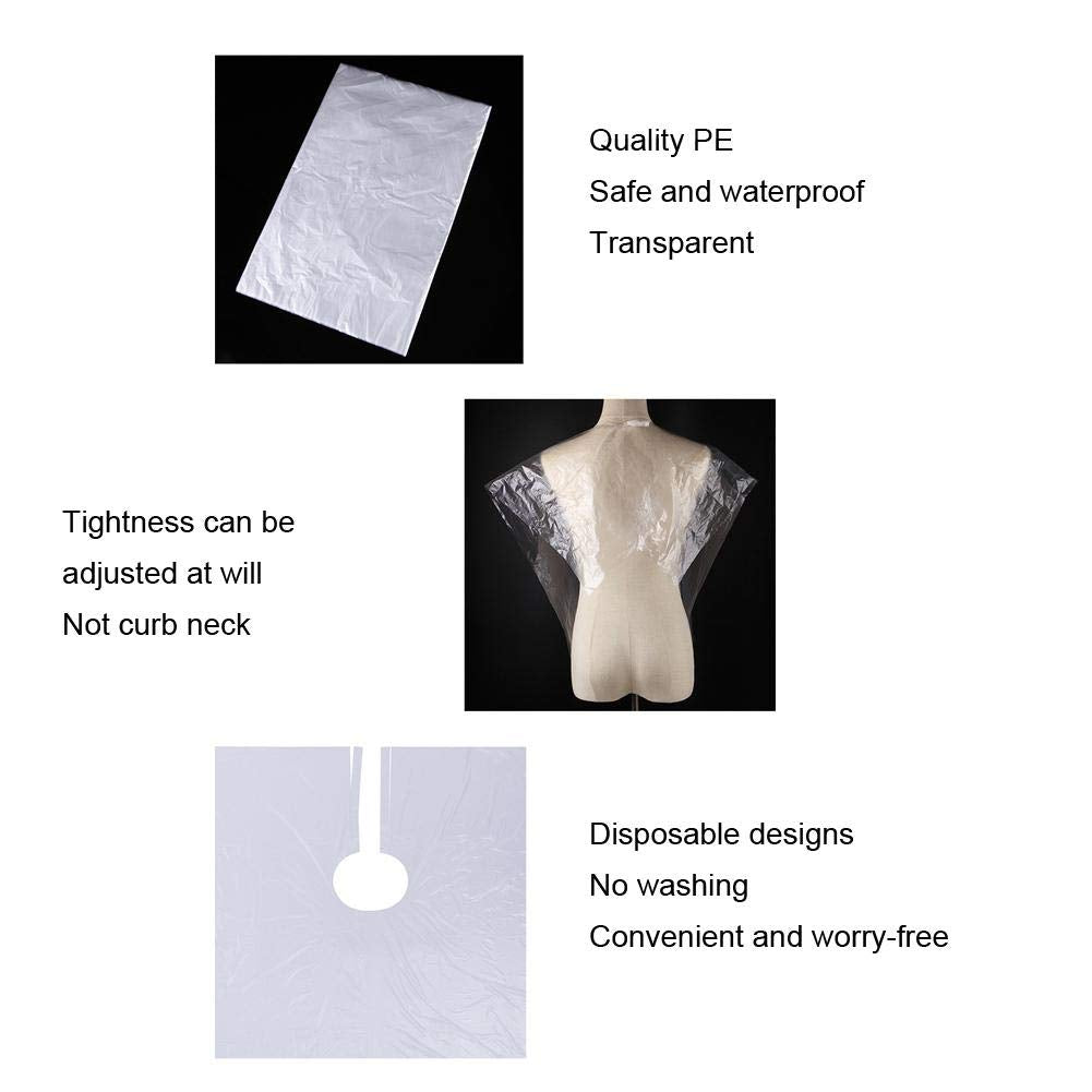 ZJchao 50pcs Disposable Hairdressing Cape, Adjustable and Clear Barber Cape Cutting, Dyeing, Perming, Coloring, 64 x 82cm