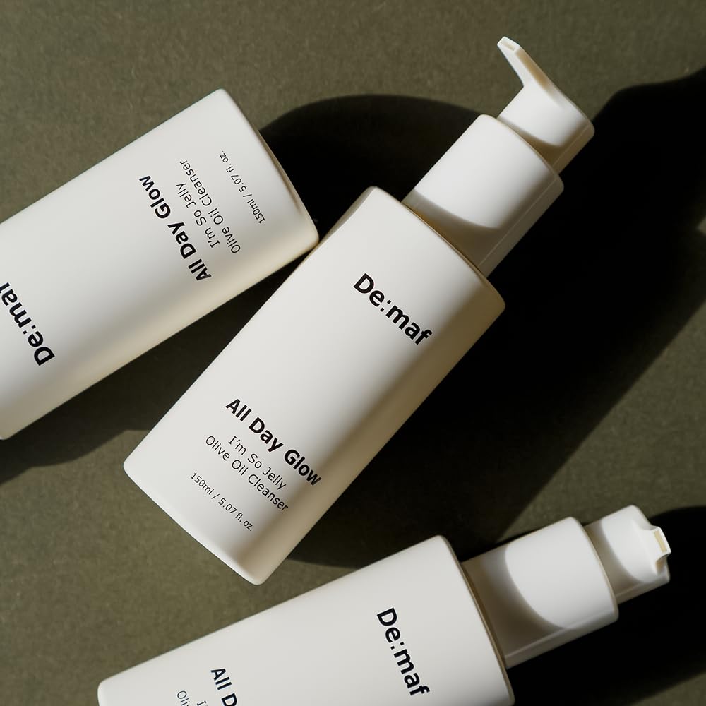 De:maf All Day Glow I'm So Jelly Olive Oil Cleanser, 75% Olive Oil, Jelly-like Makeup Remover for Pore Cleanse, Suitable for Sensitive Skin, Korean Skincare (150ml, 5.07, Fl Oz)