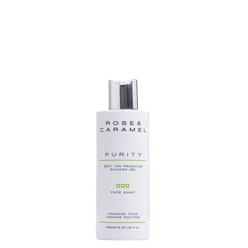 Rose & Caramel Purity Fade Away Self Tan Removing Shower Gel - 250ml | Gentle Exfoliator, Vegan & Cruelty-Free