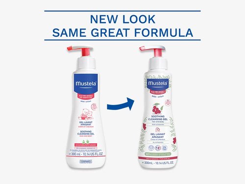 Mustela Baby Soothing Cleansing Gel | Fragrance-Free Hair & Body Wash for Sensitive Skin - 10.14 fl. oz.