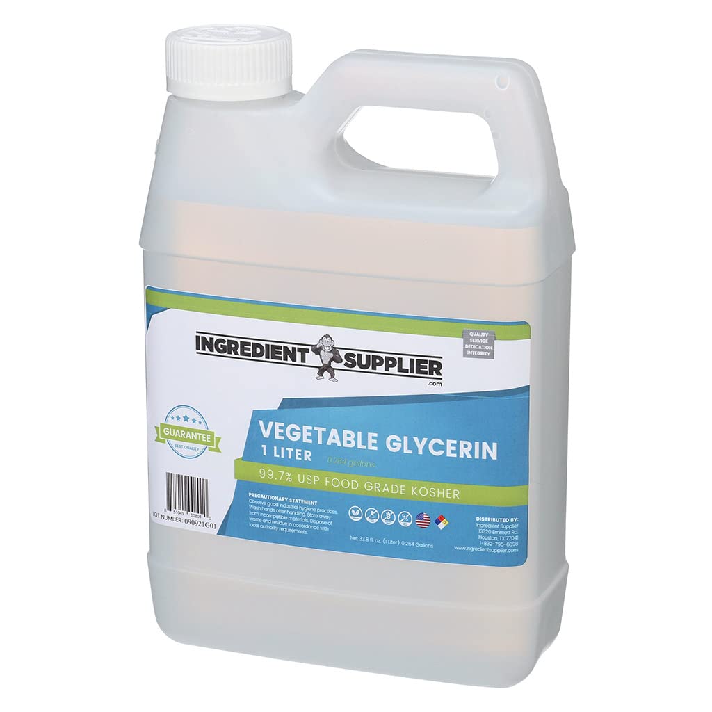 Vegetable Glycerin - 1 Liter (33.814 oz.) - Pure USP Food and Pharmaceutical Grade - Non GMO - Vegan - Sustainable Palm Derived - Humectant, Crafts, DIY, Extracts
