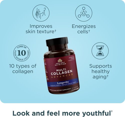 Ancient Nutrition Multi Collagen - Advanced Longevity Formula with Probiotics | 90 Count for Healthy Aging
