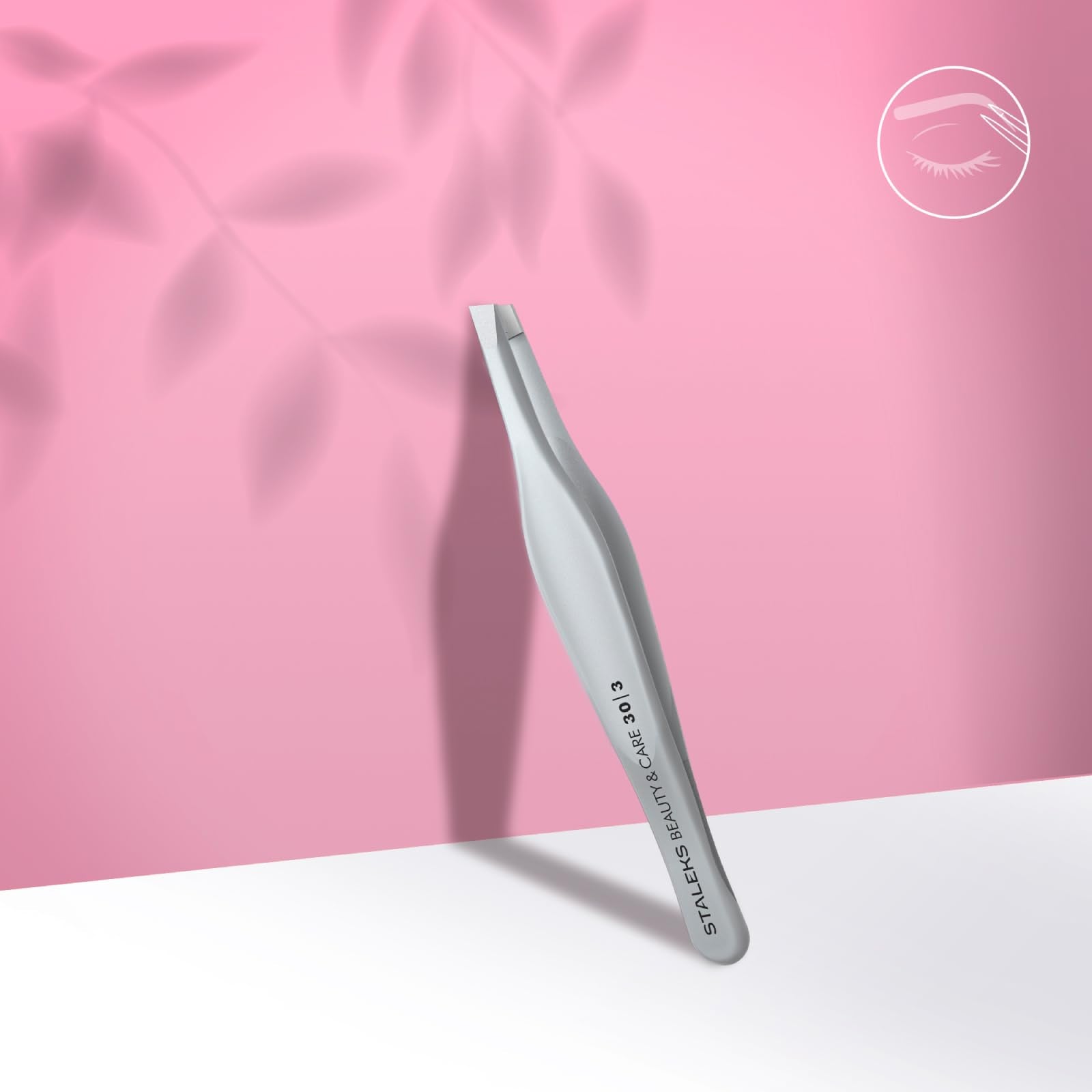 STALEKS BEAUTY & CARE 30 Type 3 Eyebrow Tweezers – Wide Beveled Stainless Steel with Ergonomic Handles for Thick Brows & Home Use