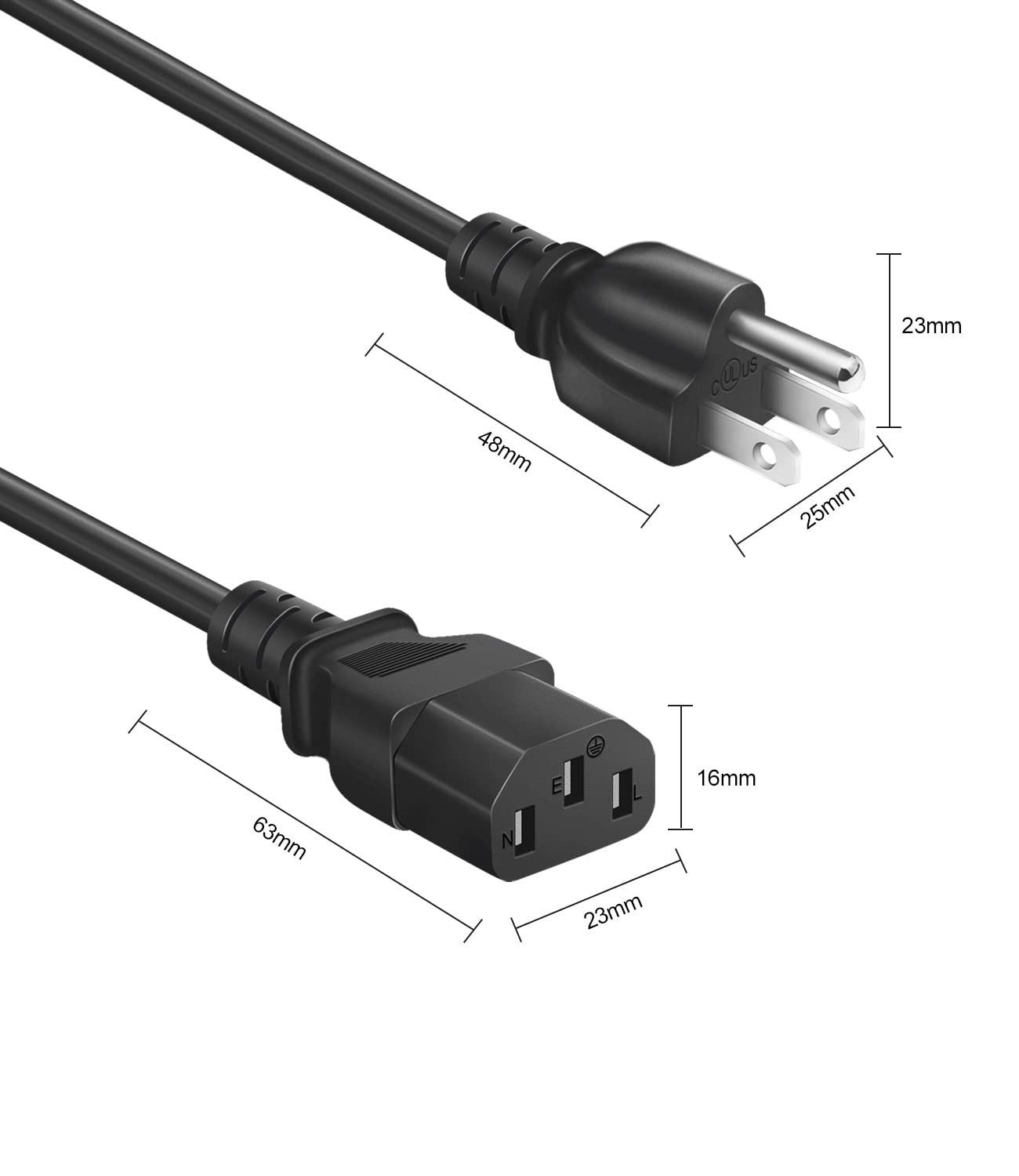 3 Prong Treadmill Power Cord for Sperax UREVO Elseluck Yagud Superun 6 Ft