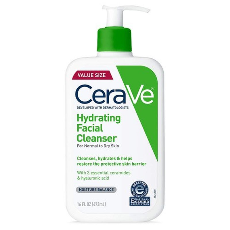 CeraVe Hydrating Facial Cleanser - Moisturizing Face Wash with Hyaluronic Acid & Ceramides for Dry Skin | Eczema Association Certified