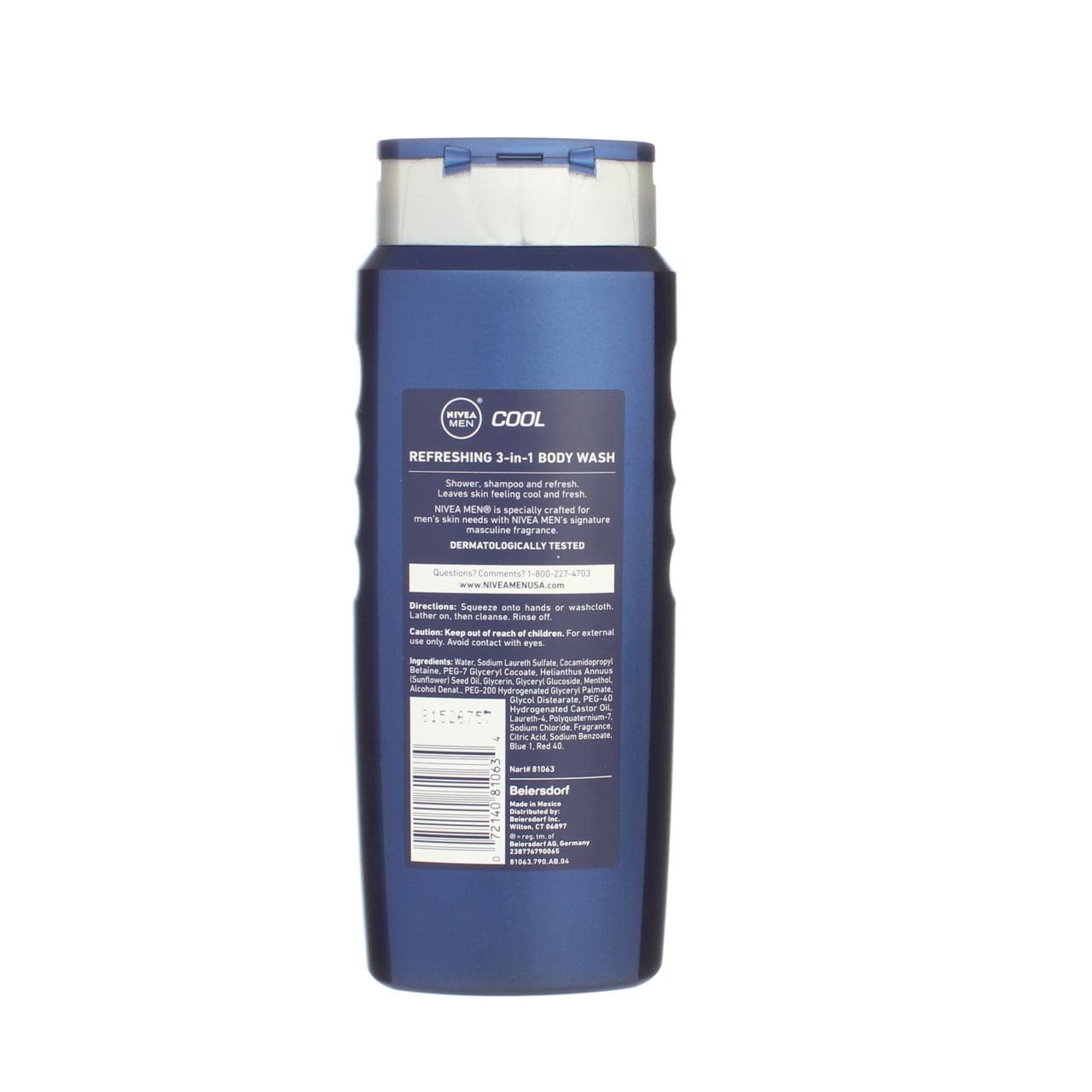 Nivea Mens Body Wash Cool - 16.9 Oz (Value Pack of 2)
