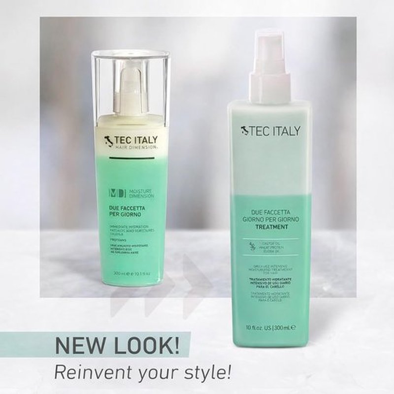 Tec Italy Due Faccetta Giorno per Giorno Two-Phase Leave-In Treatment 300 ml, for Damaged Hair, Restores Moisture, Softens & Improves Manageability, 10.14fl oz (300 ml)
