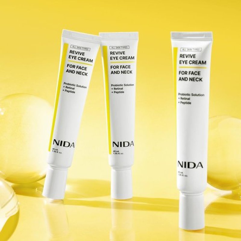 NIDA Revive Eye Cream For Face And Neck | Probiotic Solution, Retinal, Peptide | Wrinkles, Fine Lines, Cell Turnover, Firm Skin Texture, Radiant Skin, Moisture Retention | 1.35 fl. oz., 40ml