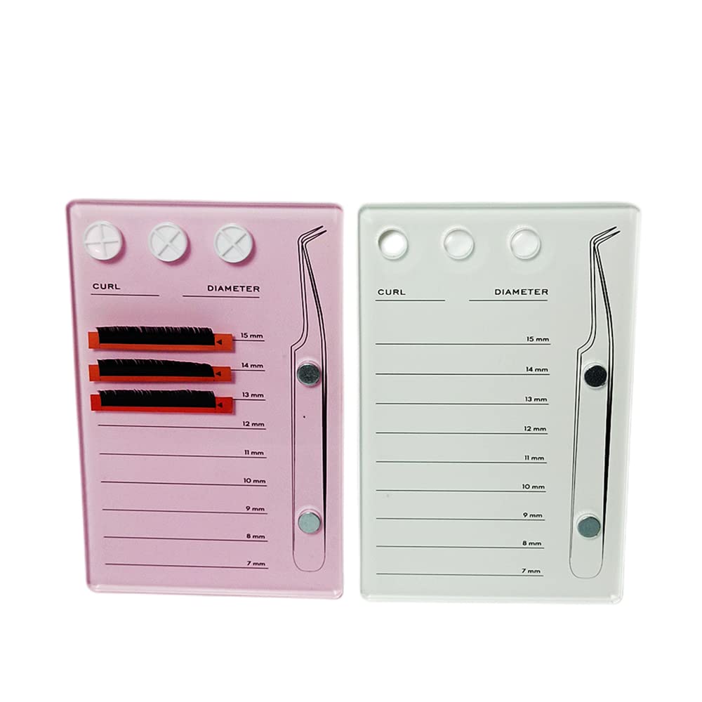 Acrylic Eyelash Extension Eye Lash Pallet Tool, Grafting False Eyelash Organizer Extension Pad Lash Tray Gasket Adhesive Glue Holder (Pink with Scale)