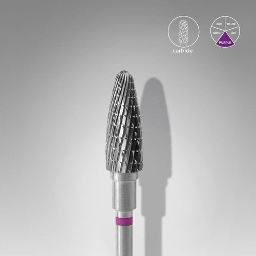 STALEKS PRO Expert Carbide Nail Drill Bit (Corn, Purple, 5mm Head / 13mm WP) – Coarse Hardness for Artificial Nail Correction & Gel Polish Removal in Hardware Manicure/Pedicure
