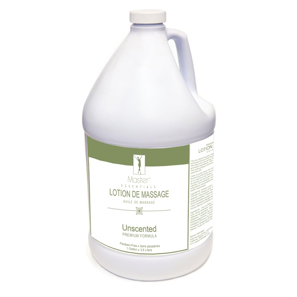 Master Massage Organic, Unscented, Vitamin-Rich & Water-Soluble Massage Lotion - 1 Gallon, Clear