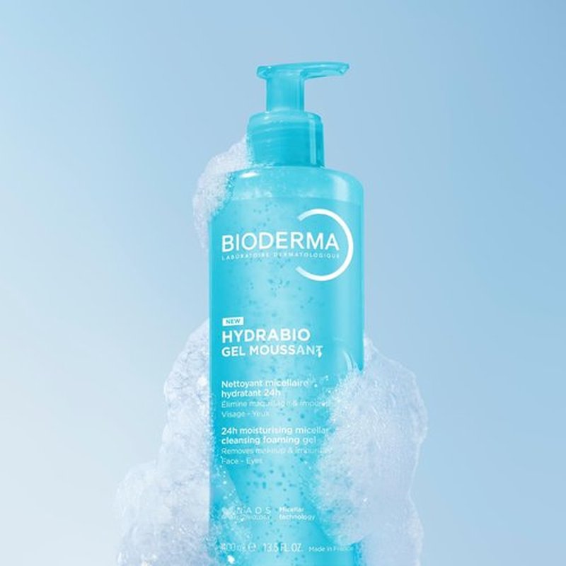 Bioderma - Hydrabio Foaming Gel - 3-in-1 Cleansing & Hydrating Face Cleanser - 13.5 Fl. Oz