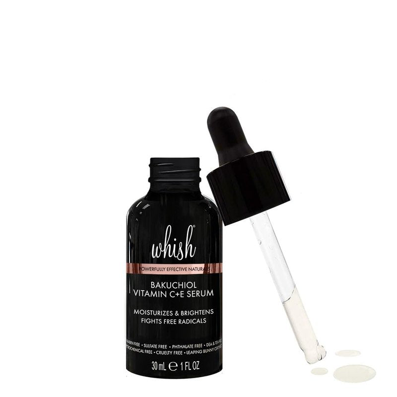 Whish Bakuchiol Face Serum - Plant-Based Anti-Aging Formula with Vitamin C & E | 1oz