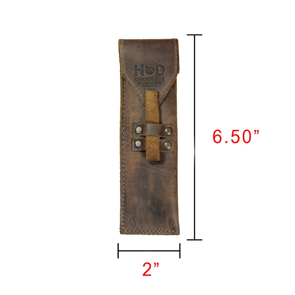 Rustic Leather Straight Razor Case Handmade by Hide & Drink (Bourbon Brown)
