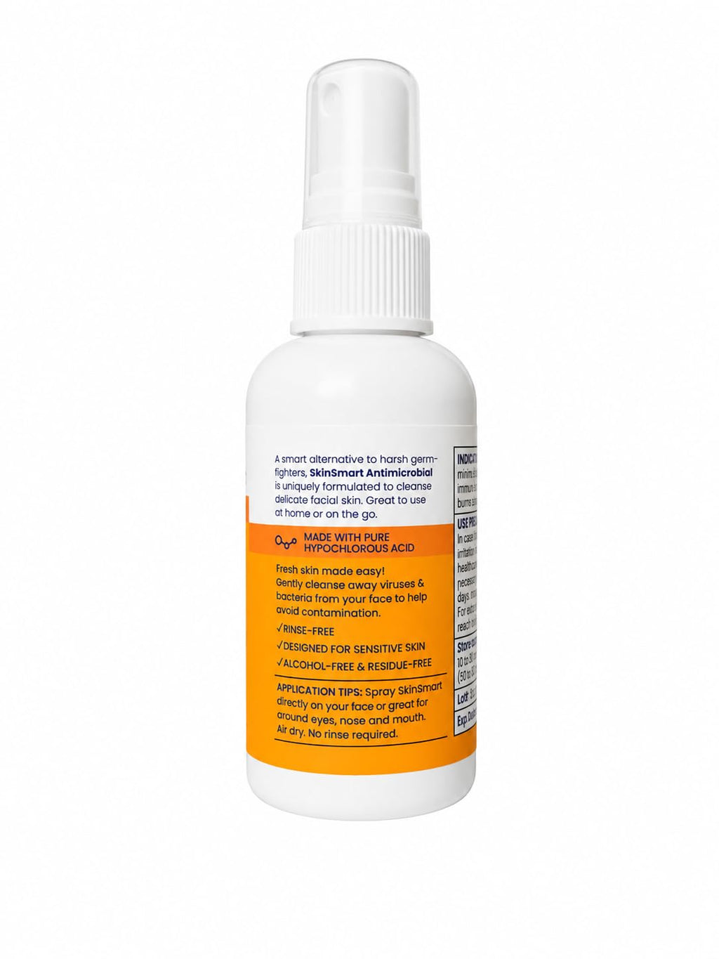SkinSmart Antimicrobial Facial Cleanser Spray to Remove Viruses and Bacteria Around Eyes, Nose and Mouth, Fight Maskne, 2 oz Spray (3 Pack) Non-Irritating Hypochlorous Acid