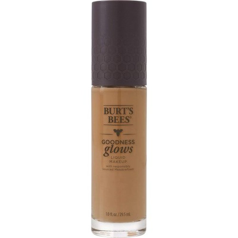 Burt's Bees Goodness Glows Liquid Makeup - Rich Caramel Shade | 1.0 Ounce for Flawless Skin