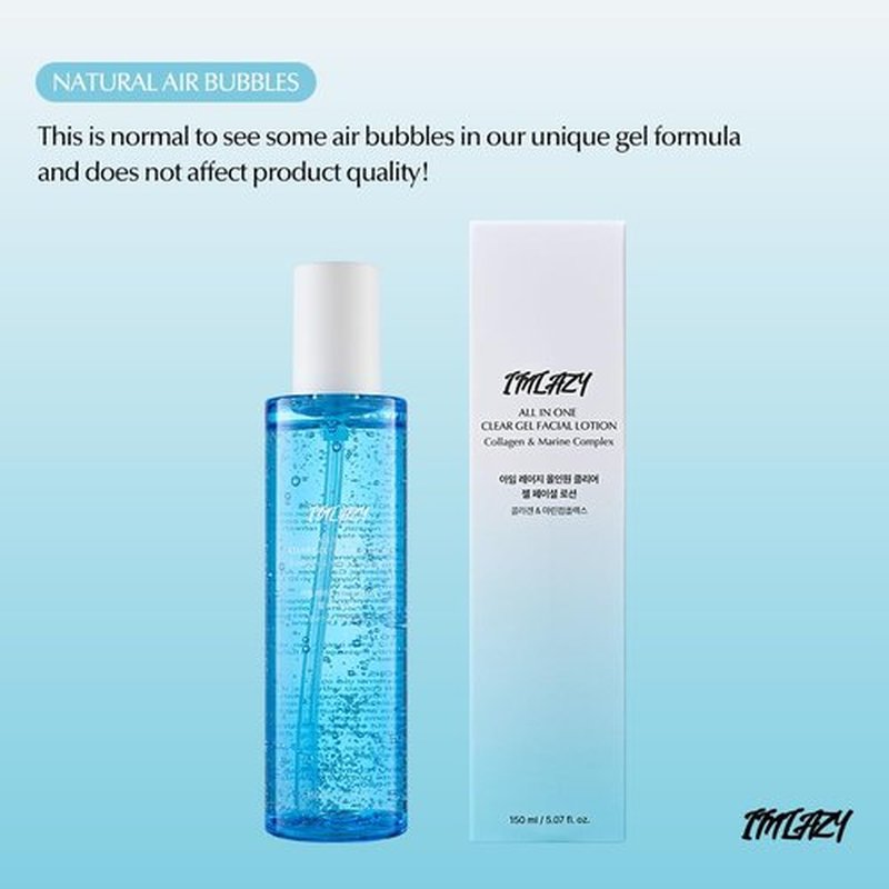 I'M LAZY All-in-One Clear Gel Moisturizer – Fast Absorbing Hydration with Hyaluronic Acid & Marine Complex | Non-Sticky All-in-One Face Gel for Men & Women (5.07 fl oz)