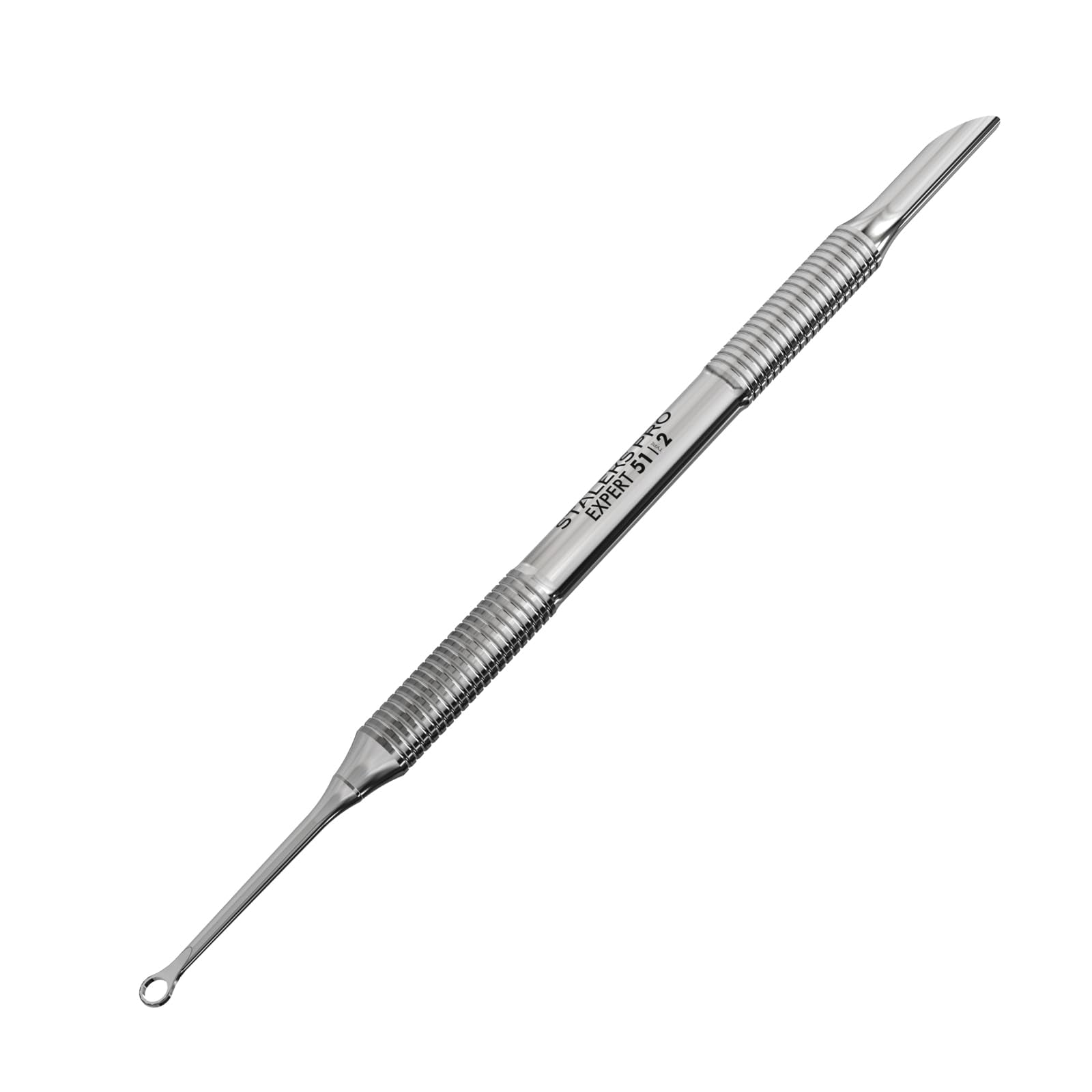 Staleks Pro EXPERT 51 Manicure Pusher Type 2 – Beveled Pusher and Loop End – Stainless Steel – Professional Tool for Cuticle Work