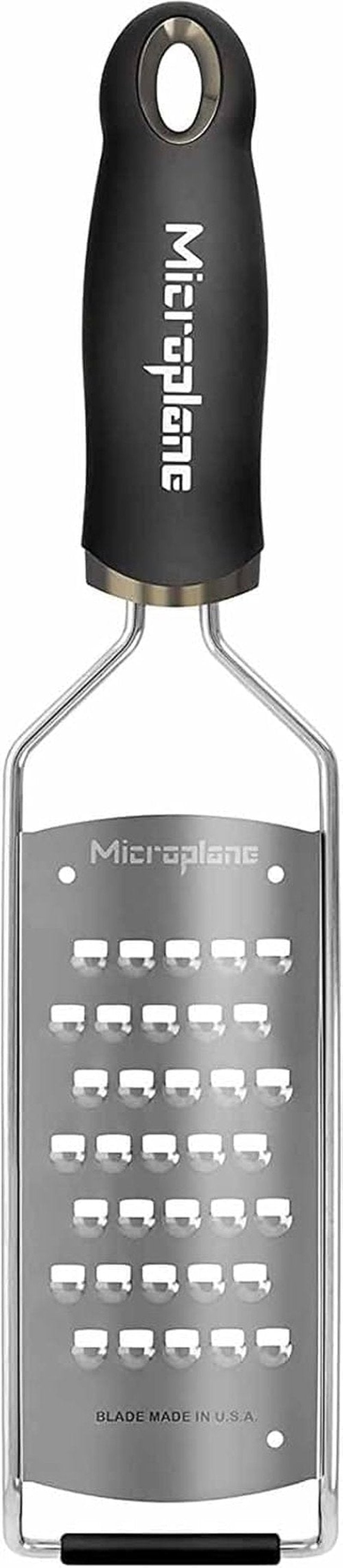 Microplane Gourmet Series Cheese Grater - Extra Coarse with Soft Touch Handle | Black Finish