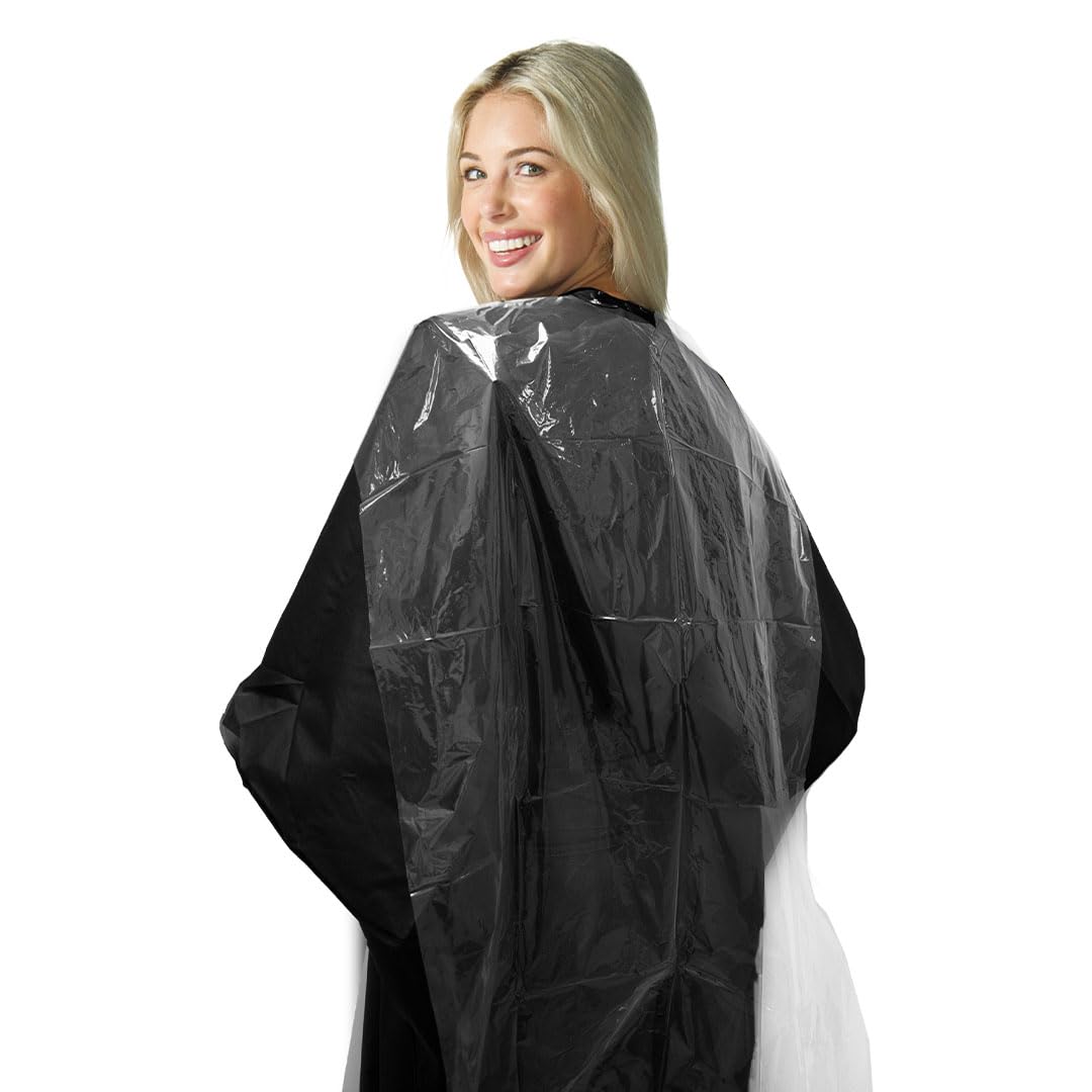 Betty Dain Colortrak Backwards Bib, Disposable Waterproof Salon/Barber Cape for Hair Cutting and Dyeing Protects Clients, Capes and Salon Chairs, 24 x 38 Inches - Includes 25 Bibs