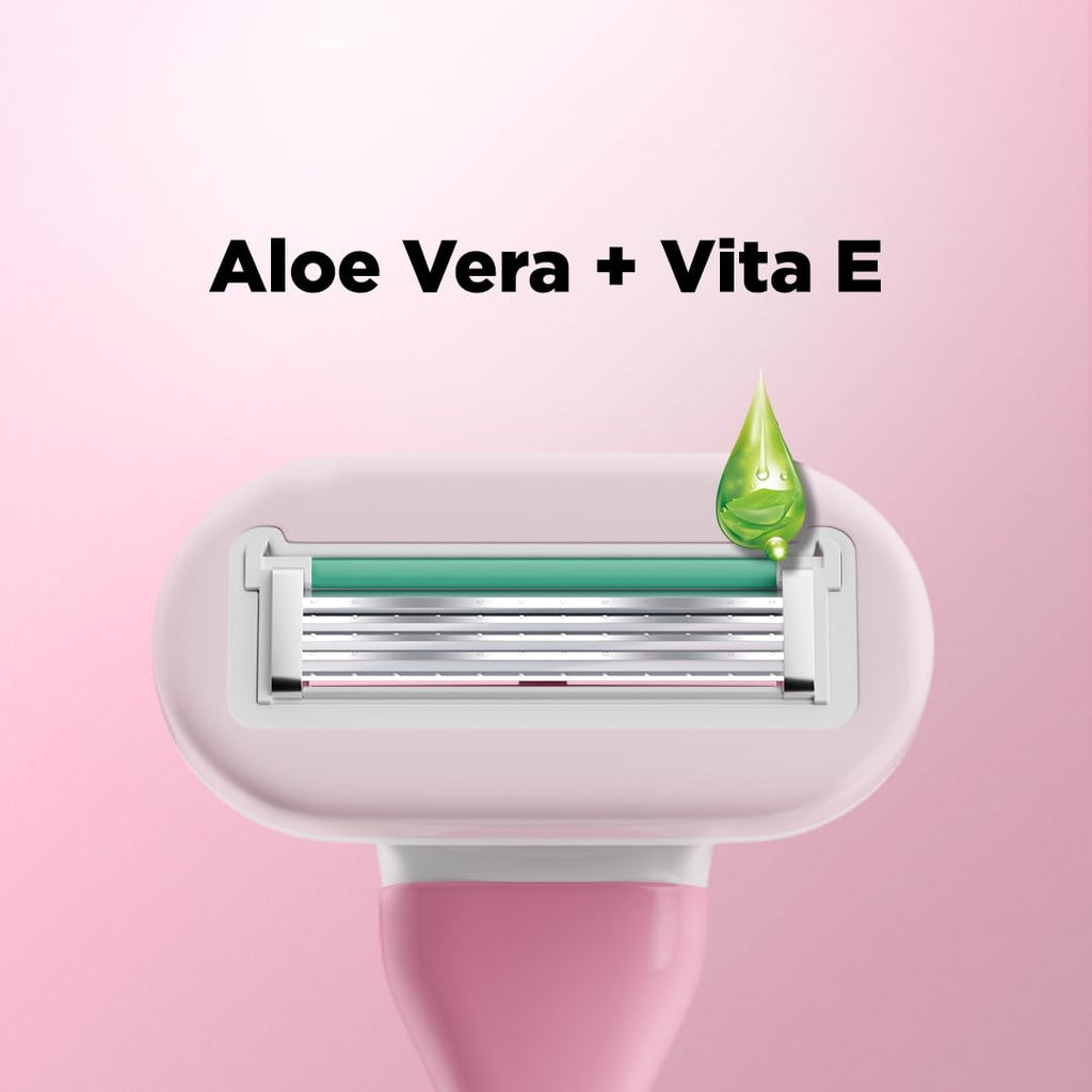 Floren Body Razor | 3 cartridges + 1 handle (5 blades) | Eurpoean Blades | Body hair removal, Aloe Vera Strip, Super Smooth Razor, Hair Removal from hands, legs, Bikini and arms